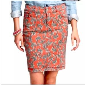 Pilcro and The Letterpress Orange Paisley Denim Skirt